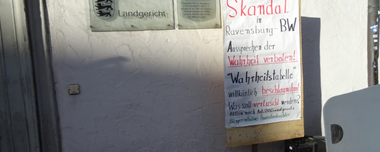 Skandal Plakat am Landgericht Ravensburg